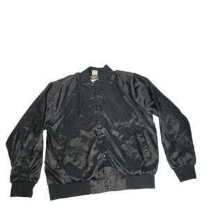 Tuf Wear Jacket Men's XL Black Satin Auburn Sportswear Bomber 80's Made in USA